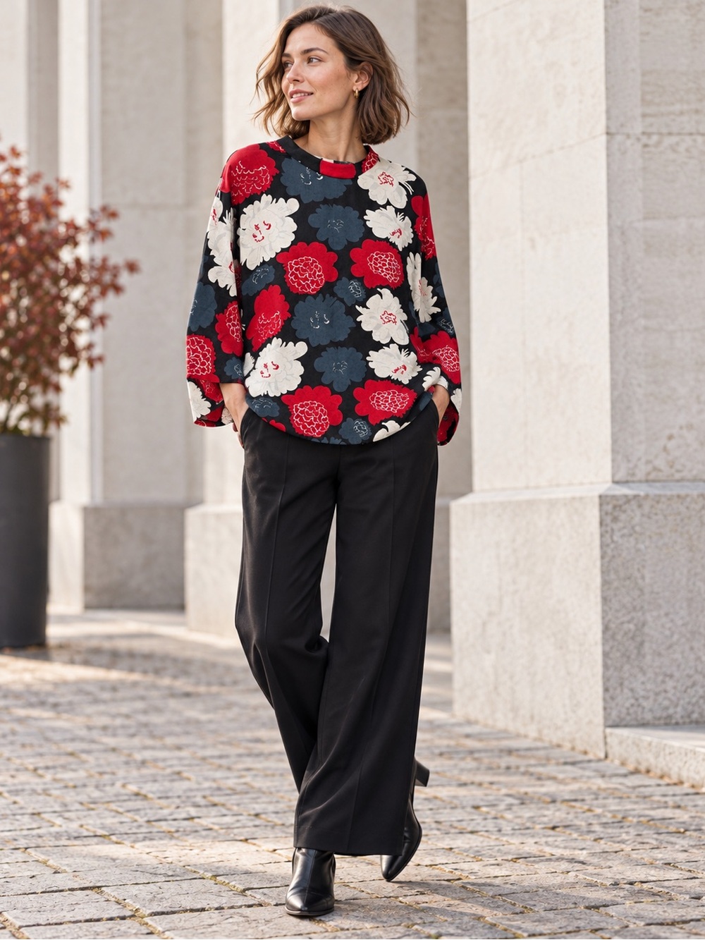 Marimekko Dafina Piani Pioni Floral Draped Blouse Size M